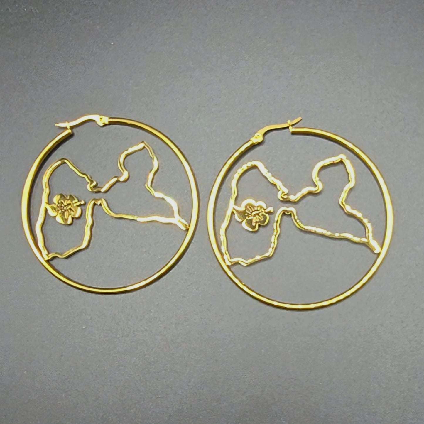 Boucles d'oreilles Guadeloupe Contour Hibiscus