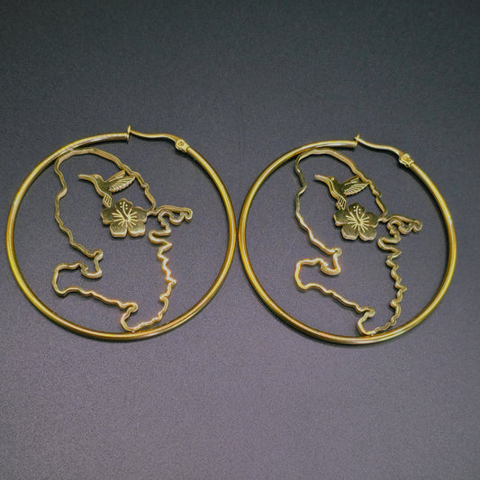 Boucles d'Oreilles Martinique Hibiscus Colibri