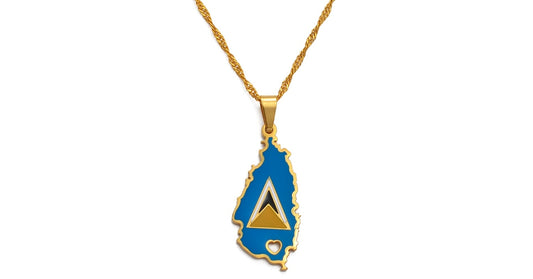 Pendentif Saint-Lucie Drapeau Coeur Chaîne Torsadée