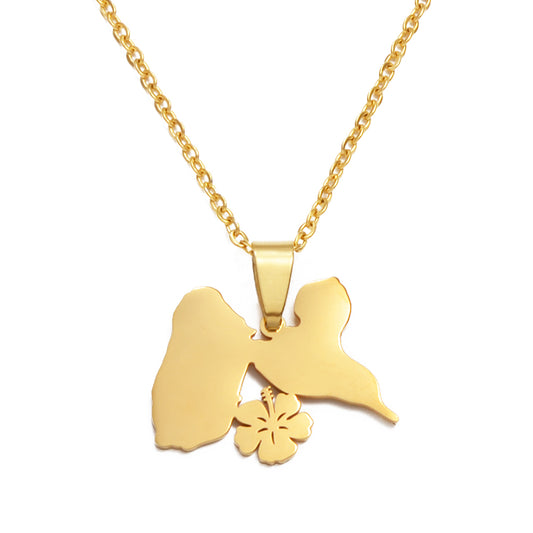 Collier Guadeloupe Hibiscus Acier Inox