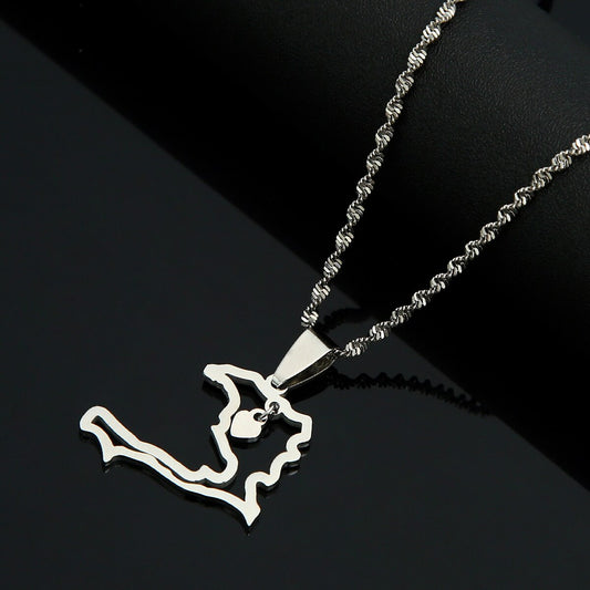 Pendentif Haïti Contour Acier Inox Doré Argenté