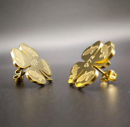 Boucles d'oreilles Trèfle 4 Martinique 972 Acier Inox Doré