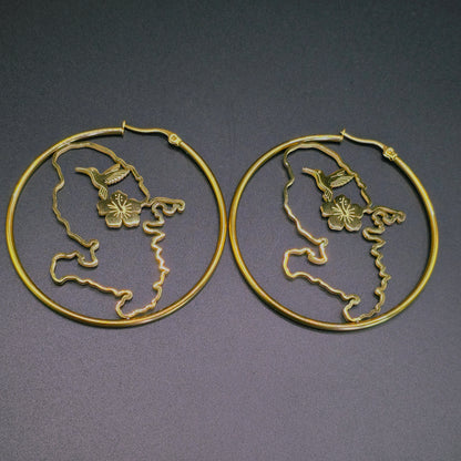 Boucles d'Oreilles Martinique Hibiscus Colibri
