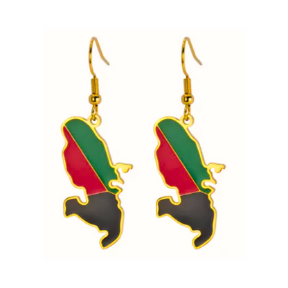 Boucles d'Oreilles Pendantes Martinique Drapeau Or - Argent