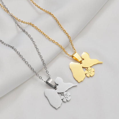 Collier Guadeloupe Hibiscus Acier Inox