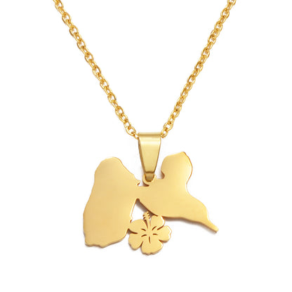 Collier Guadeloupe Hibiscus Acier Inox