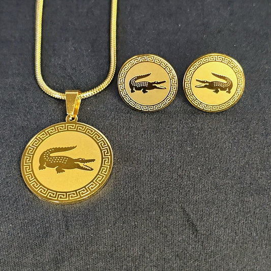 Coffret Bijoux Crocodille Movétan Ultimate Paladium Acier Inoxydable Plaqué Or 18k