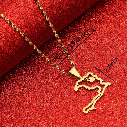 Pendentif Haïti Contour Acier Inox Doré Argenté