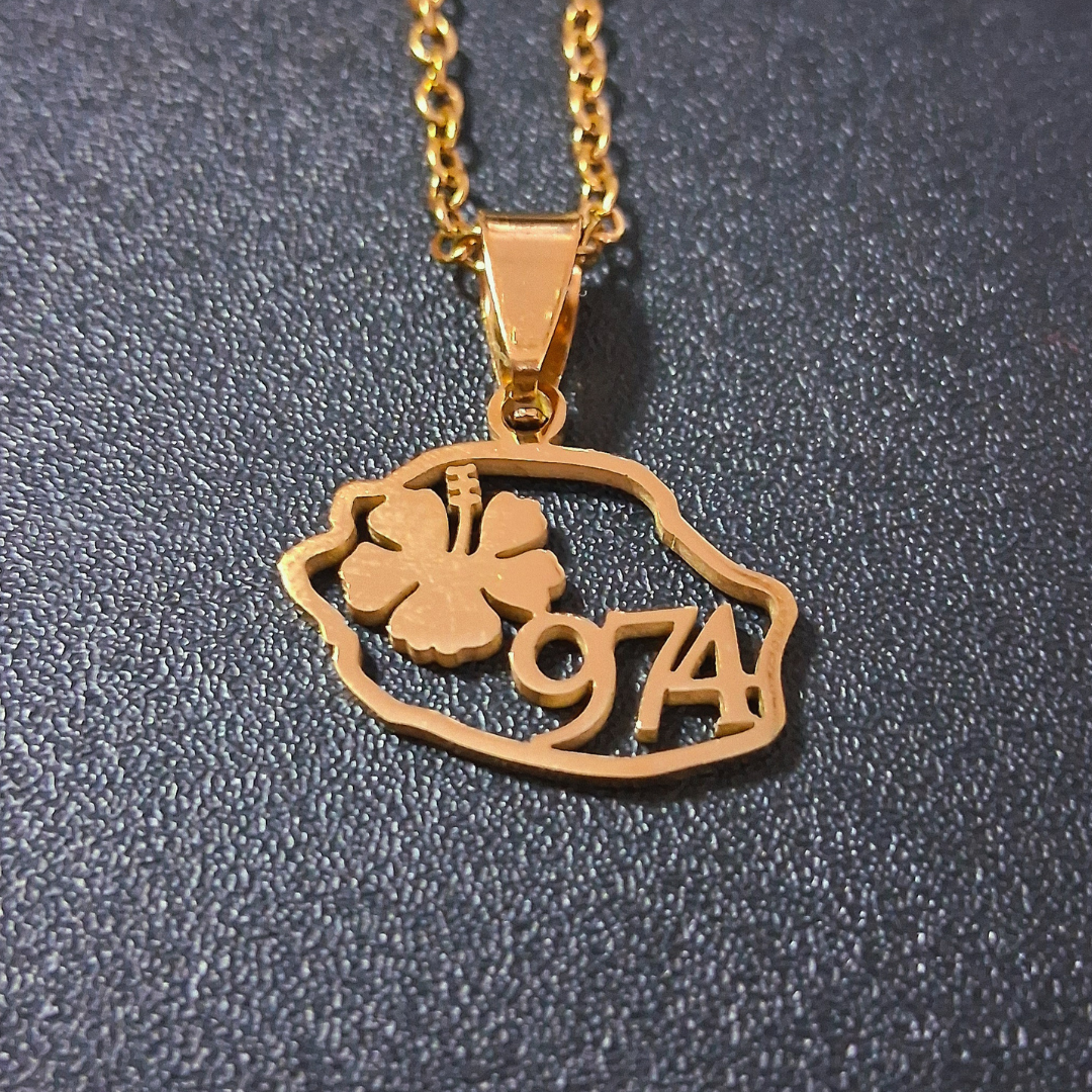 Collier La Réunion Hibiscus 974 Contour